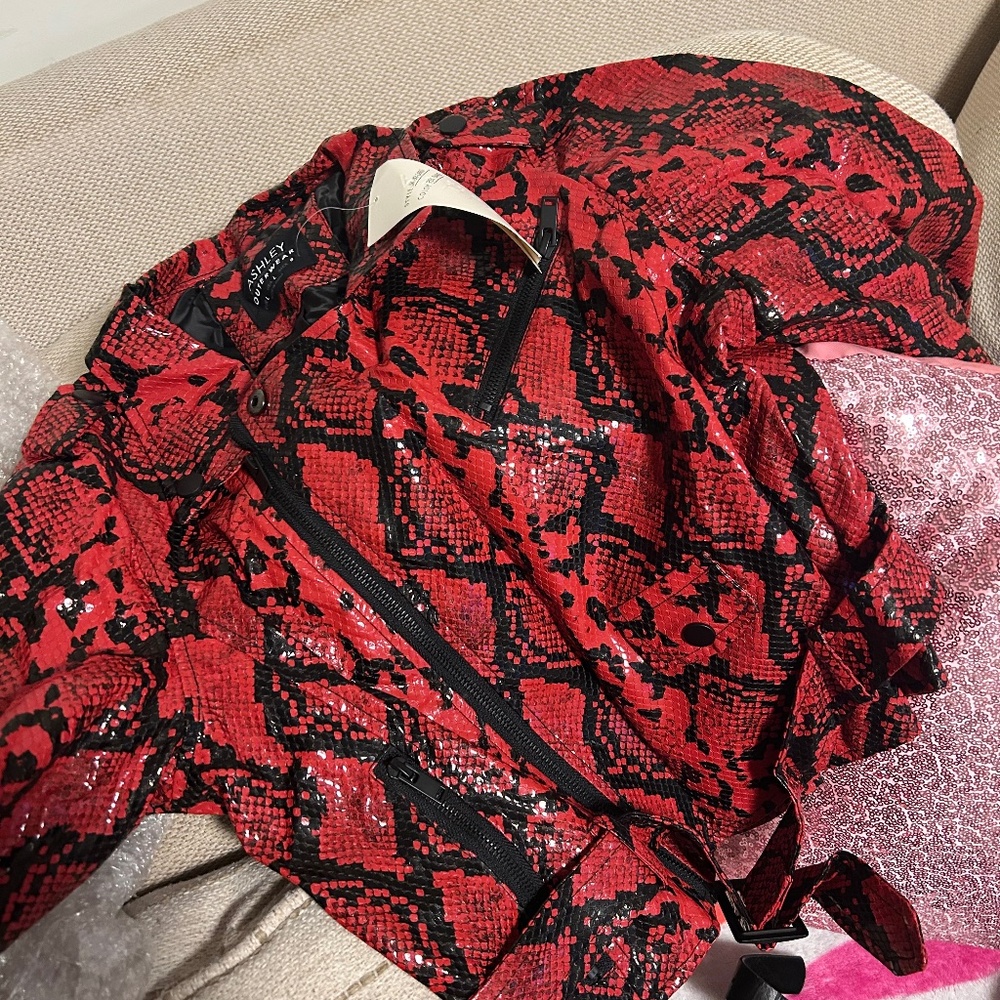 Cropped Red Leather Jacket